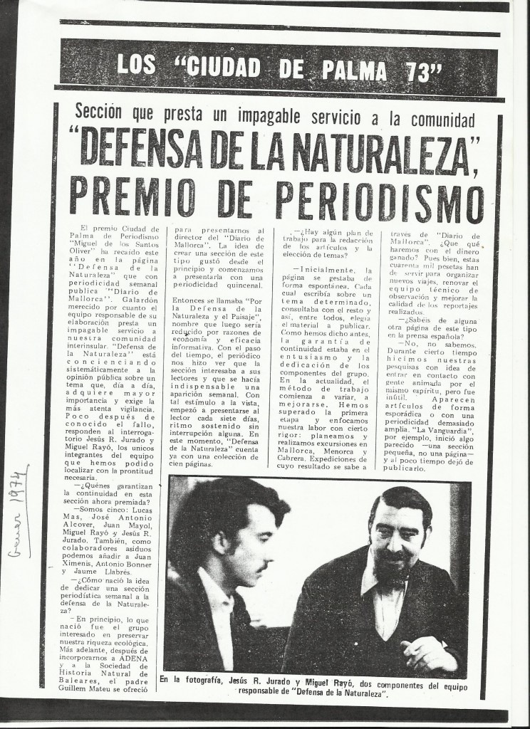 Premi Ciutat de Palma de Periodisme 20.I.1974